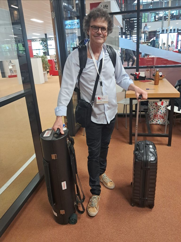 Anders Hagberg arriving with his gear at the Adams Flute Festival, Netherlands 2026
